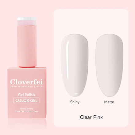 Cloverfei Professional Clear Pink Rubber Base Gel Color Soak Off 15ml Nail Gel Polish Led Lamp Uv Gel Polish for Nail Salon