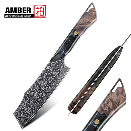 No Resistance DLC Like Black Blade Finished 67 Layers Damascus Steel Knives with Resin Handle Black Resin Damascus Knife