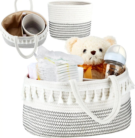 Set of 2 Diaper Caddy Organizer and Nursery Storage BasketsPortable Baby Changing Basket with Handles Baby Shower Gifts Newborn