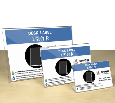 L Shape Acrylic Label Display Clear Acrylic Frame Custom Size Acrylic Display A4 Vertical Paper Sign Holder 8.5x11 Inch