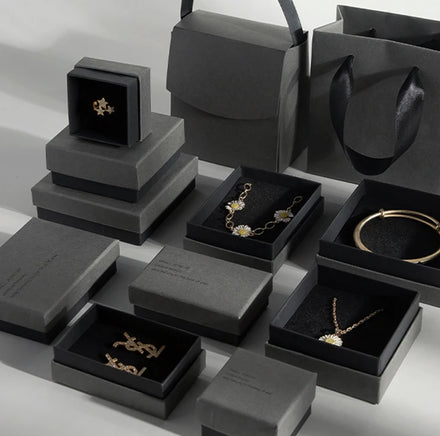Factory Direct Sale Cardboard Earings and Necklace Soot Black Cover Jewelry Box