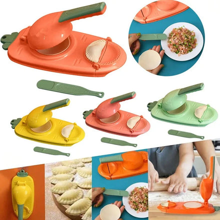 2-in-1 Efficient Dumpling Maker Manual Dough Presser Dumpling Wrapper Mold Dough Pressing Tool Kitchen Pastry Jiaozi Baking Tool