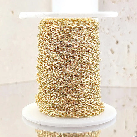 Genuine 9 Karat Gold Pure Gold Cable Chain in Roll for Permanent Jewelry Making