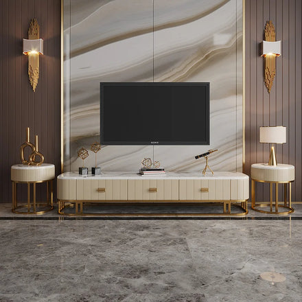 Post Modern Luxury Metal TV Cabinet Living Room Furniture Minimalist Design Storable TV Console Stand for Bedroom Hospital Use