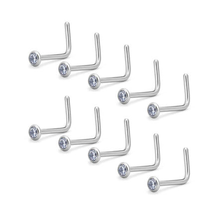 G23 Titanium CZ L-Shape Nose Screw Stud Gold Plated Nose Body Piercing Jewellery Fashion-Classic for Women Children Orthodox