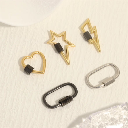 Jewelry Making Accessories Hanging Chain Spiral Locket Heart Star Clasp Brass Charm Pendant Carabiner Screw Lock Clasps