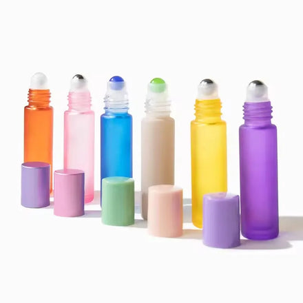Hot Selling 10ml Color Perfume Glass Roller Bottles with Screw Cap Boxed Essential Oils and Face Cream Roller Bottles