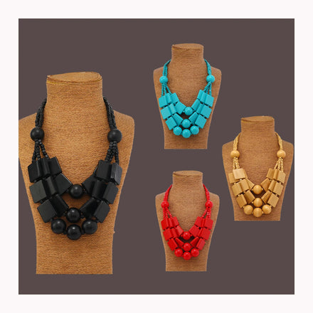 Fashion Women's Bohemia Wood Beaded Necklaces Retro Pendant Jewelry European & American Gift