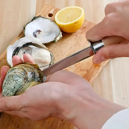 Kitchen Stainless Steel Oyster Knife Plastic Wooden Handle Labor-Saving Bladeless Eco-Friendly Dishwasher Safe Seafood Opener