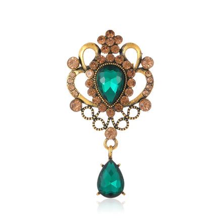 DRAL1097 Palace Style Retro Rhinestone Brooch Baroque Glass Pendant Suit Accessory European and American Glass Pendant Brooch