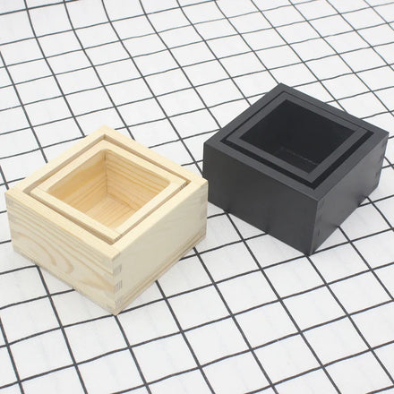 Wooden Japanese No Lid Pine Wood Box Black Masu Small Wooden Masu Sake Cups Tray Box
