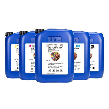 Winnerjer DTG for Brother GTX Pro Specialized Ink Bulk With Chip 18L CMYK White Ink for GTX Pro T Shirt Printer