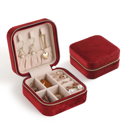 Chic Plush Velvet Jewelry Box Small Jewelry Travel Organizer Display Rings Necklace Bracelet Earrings Storage Case