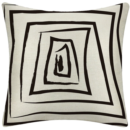 Digital Printing Abstract Geometric White Black Throw Pillow Case Linen 45*45 cm Heart Cushion Cover for Home and Hotel Decor