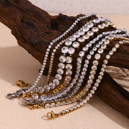 Fashion Jewelry Zircon Stainless Steel Bracelet Women 18k Gold Stainless Steel Tennis Bracelet