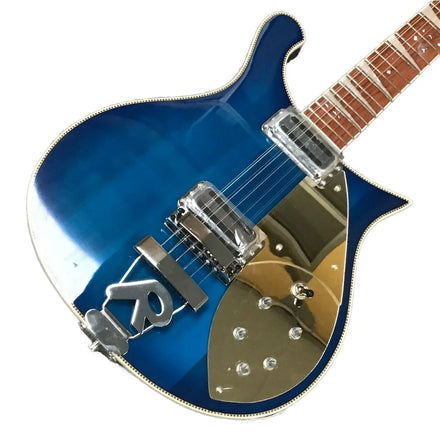 R-Brand Blue 660 Electric Guitar Binding Tremolo Chrome Parts Gold Pickguard Featuring Maple Back/Side 12s Fast Free Shipping