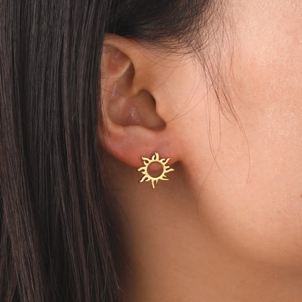 Sun Totem Stud Earrings Minimalism Exquisite Stainless Steel Jewelry Party Gift for Women Girls