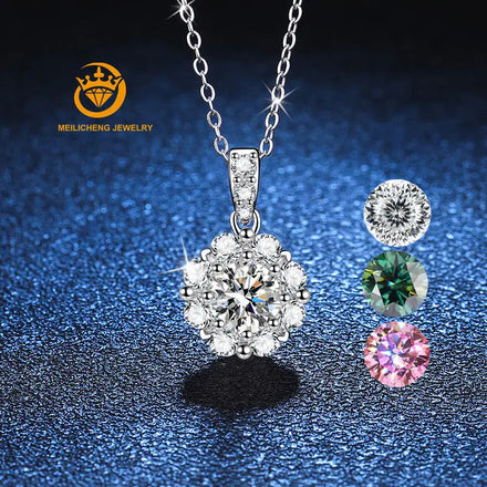 Wholesale 925 Sterling Silver Pass Diamond Tester Excellent Cut 1 Carat D Color Moissanite Wedding Clavicle Necklace for Women