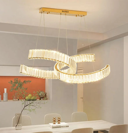 Custom Stainless Steel Golden New Design Symmetry Crystal Kitchen Hotel Lobby Led Chandelier for Living Room