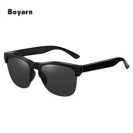 Boyarn Wholesale Fashion Semi-Rimless PC Square Frame Polarized Sunglasses Red Lens UV400 Female Sun Glasses