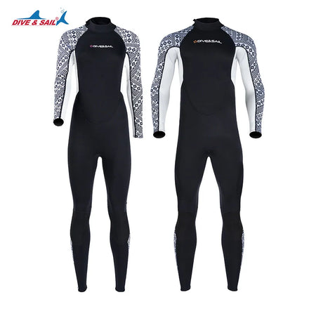 DIVE and SAIL 3/2 Neoprene Back Zipper Sport Wear Long Sleeve Pants Freediving Kayak Wetsuit Dive Suit for Water Sports