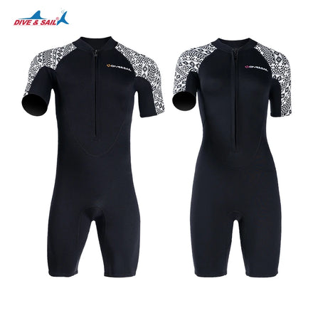DIVE&SAIL 3mm Neoprene Front Zipper Sport Wear Short Sleeve Pants Wet Suit Wetsuits for Water Sports