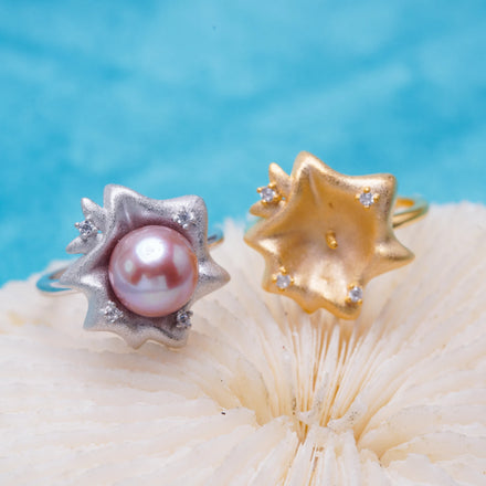 R011001 DIY 7-8mm Natural Freshwater Pearl Ring Accessory 925 Sterling Silver Adjustable Size Engagement Jewelry Ring for Women
