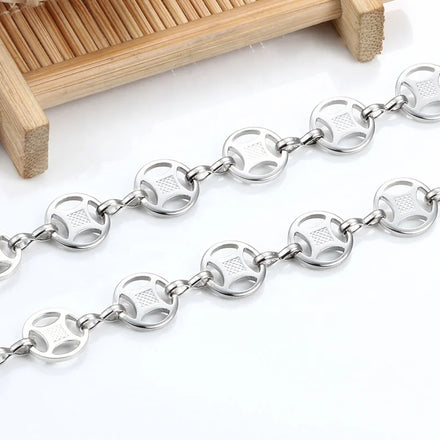 Factory Price Hot Sales Stainless Steel 9.5 MM Chinese Lucky Copper Coin Chain for Women & Men Permanent Accessories & Findings