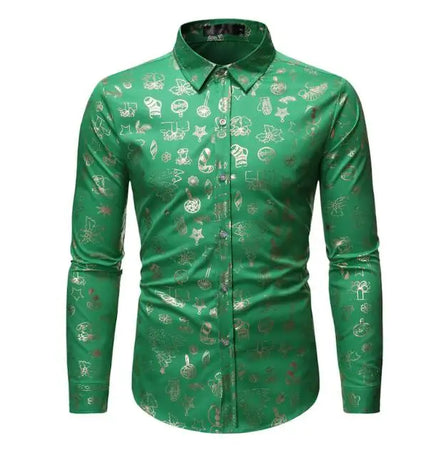 Spring Autumn New Men's Wear European Hot Stamping Shirt Men's Fashion Trend Long Sleeve Slim Shirts