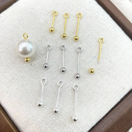 S925 Sterling Silver Screw Buckle Needle DIY Necklace Pearl Bead Pendant