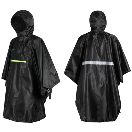 3 in 1 Rainponcho Floor Cape for Men Women Hiking Bicycle Rainproof Reflective Strip Polyester Outdoor Rainwear
