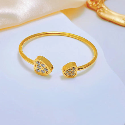 Inspired Designer Women Love Heart Stainless Steel 18K Gold Plated Fashion Jewelry Bracelets