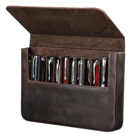 Leather Pen Case Pack Handmade Drawer Style Detachable Travel Business Magnetic Pen Case