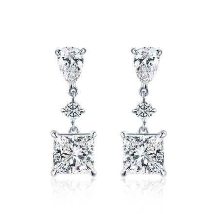 Messi Gems Ready to Ship MSE-697 9K White Gold IGI 0.5ct 0.8ct Princess Cut Lab Grown Diamond Earrings
