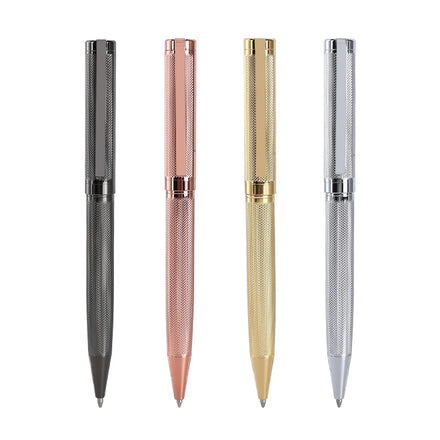 Luxury Metal Carved Around Body Ballpoint Pens Engraved Barrel Silver Gold Rose Gold Gun Black Pen with Custom logo