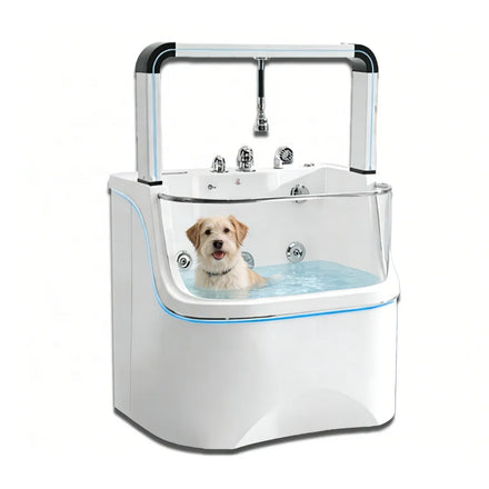 USMILEPET Eco-Friendly Acrylic Pet Spa Bathtub with Surf Lights for Dog Grooming Bath