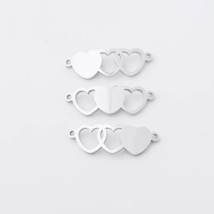 Best Price Heart-shaped Double-hole Stainless Steel Linker Love Creative Charm for DIY Jewelry Accessories Pendant