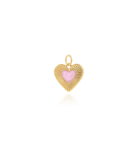 18K Gold Brass Enamel Heart Shape Charm Dangle Pendant for DIY Bracelet Necklace Jewelry Making