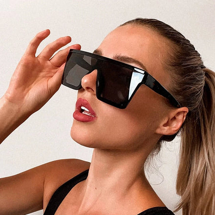 1871 One Piece Lens Square Oversized Men Sunglasses for Women Big Flat Top Fashion Shield Large Frames Rimless Mirror Shades
