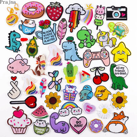 Custom Design Embroidered Patch Mini Cute Cartoon Dinosaur Dog Animal Small Applique Embroidery Iron on Patches for Clothing