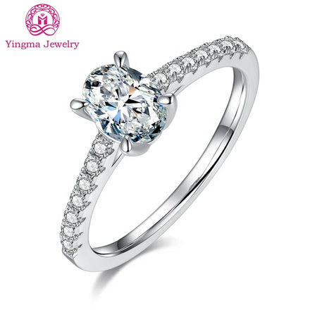 Manufacturers Yingma Mossanite Wedding Band Ring1ct 5*7 mm Oval Shape 925 Silver Moissanite Rings for Girls
