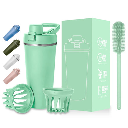 2024 Gym Shaker Bottle Insulated Stainless Steel Vaccum Water Bottle 18oz 20oz 25oz Durable Protein Shaker Cup