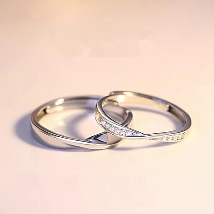 2Pcs/set Adjustable Open Mobius Couple Rings Engagement Rings for Women Wedding Promise Anniversary Ring