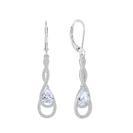 925 Sterling Silver Birthstone Dangle Earrings for Women - Pear-Shaped Cubic Zirconia Gemstones Leverback Clasp Earrings Jewelry