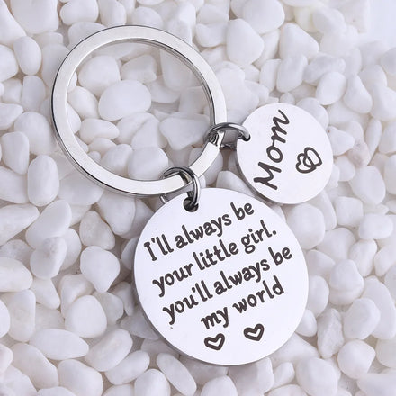 Mothers Day Gift From Daughter for Birthday Mom Gift Key Chain You Will Always Be My World Best Mom Ever Keyring Mother Keychain