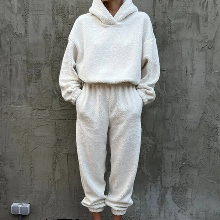 L800872 Custom Women's Clothing For Winter Polar Fleece Long Sleeve Drawstring Hoodie And Jogger Set