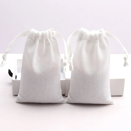 Reusa Bale White Cotton Jewelry Skincare Cosmetic Packing Bag Eco-Friendly Gift Makeup Storage Dust Muslin Pouch