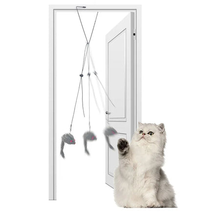 Factory Direct Self-Hanging Triangular Hooks Upgraded Door Teaser Cat Stick with Feather Variety Replacement Head Cat Toys