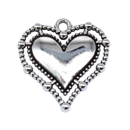AA0160203 Charms Heart 20x20MM Antique Bronze Silver Color Pendants DIY Making Findings Handmade Tibetan Jewelry
