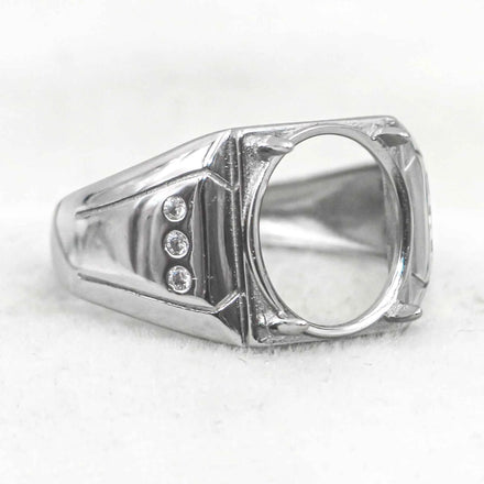 Sterling Silver 11*13mm Semi Mount Men's Ring Frame Empty Blank Claw Setting S925 Base Holder Without Center Stone for DIY Inlay